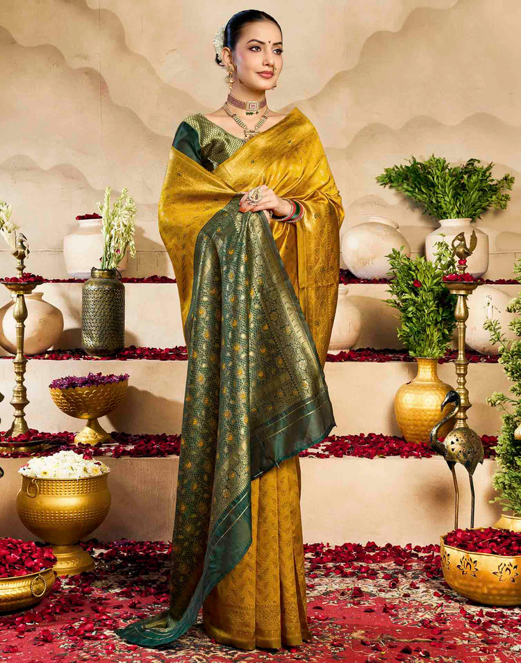 Yellow Silk Woven Banarasi Saree