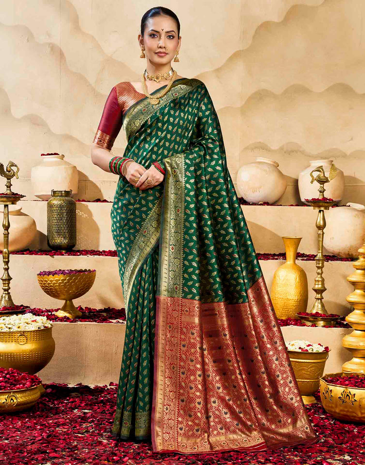 Green Silk Woven Banarasi Saree