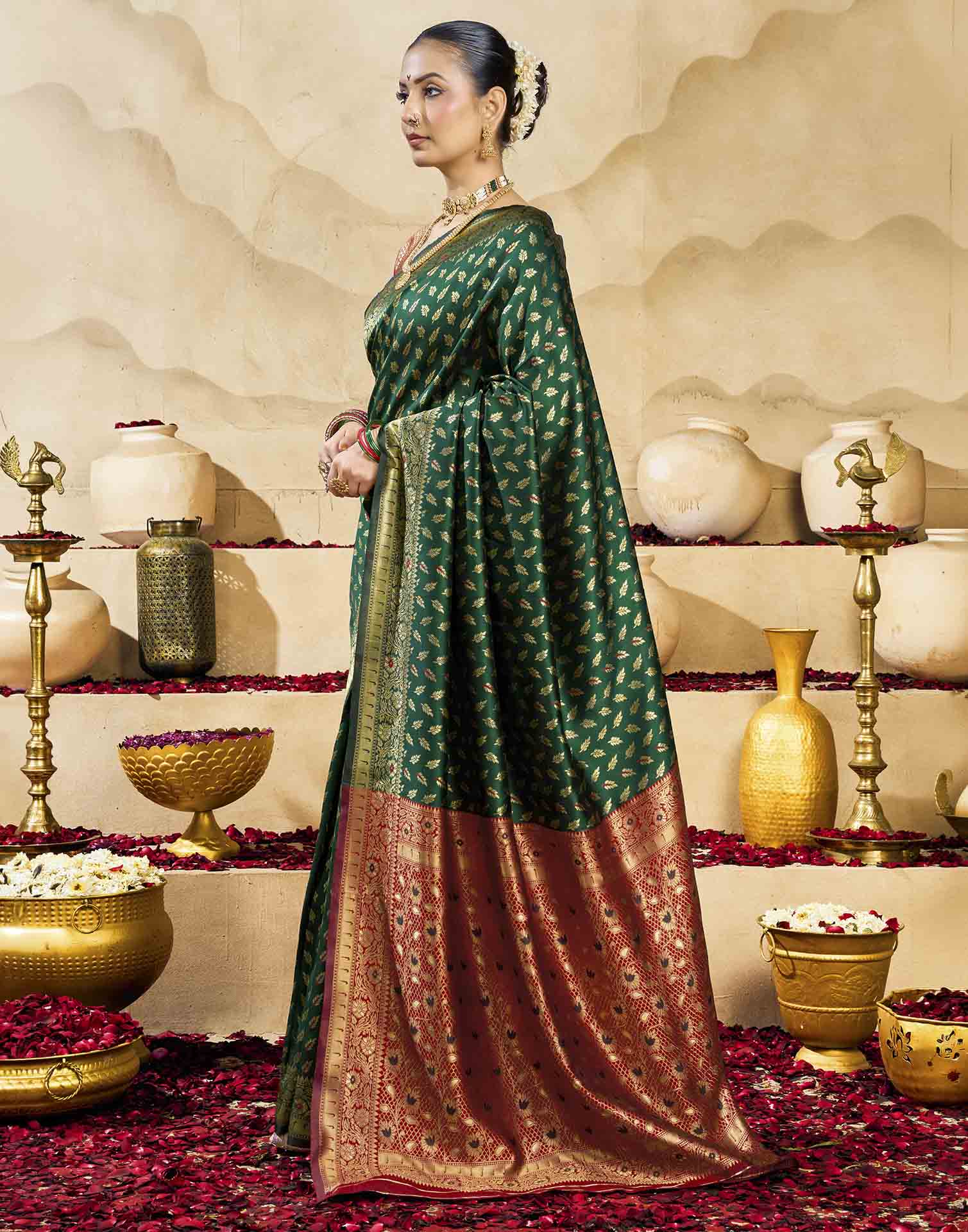 Green Silk Woven Banarasi Saree