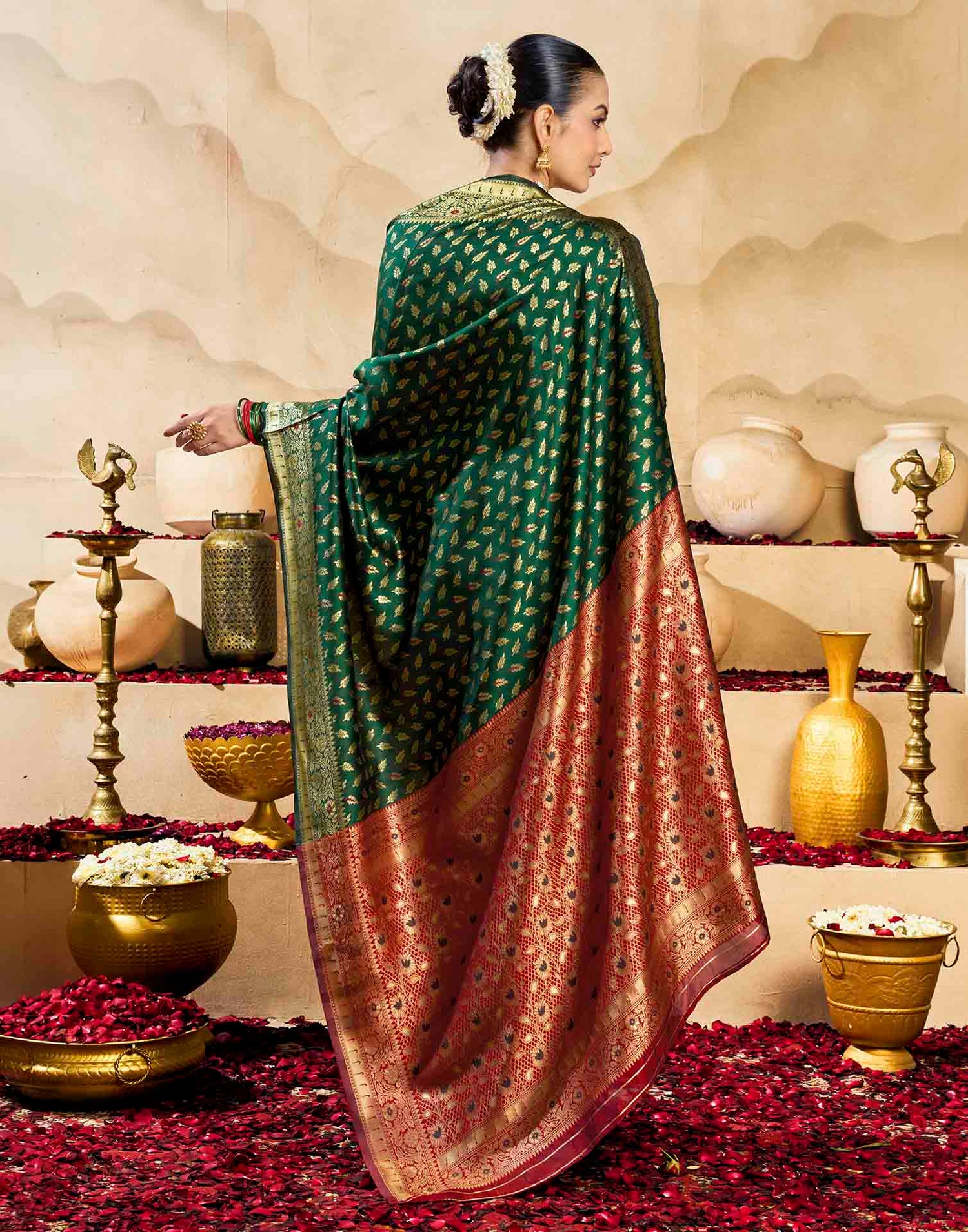 Green Silk Woven Banarasi Saree