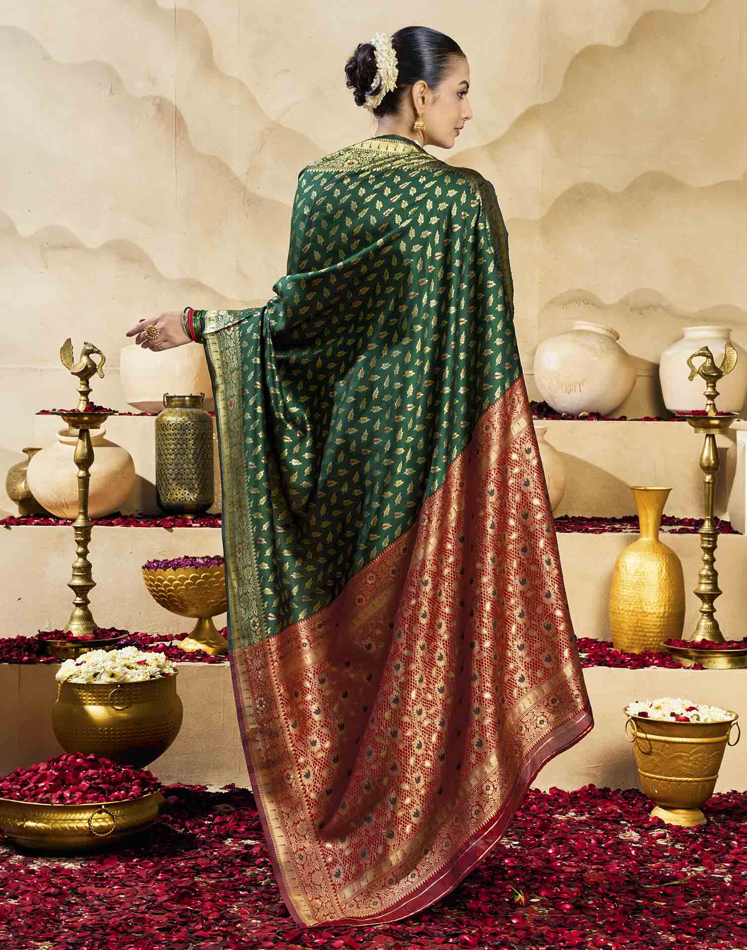 Green Silk Woven Banarasi Saree