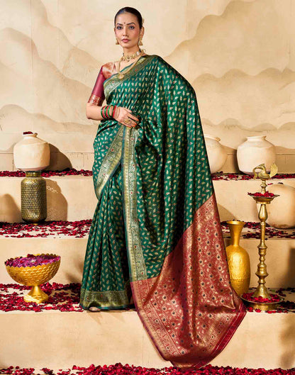 Green Silk Woven Banarasi Saree