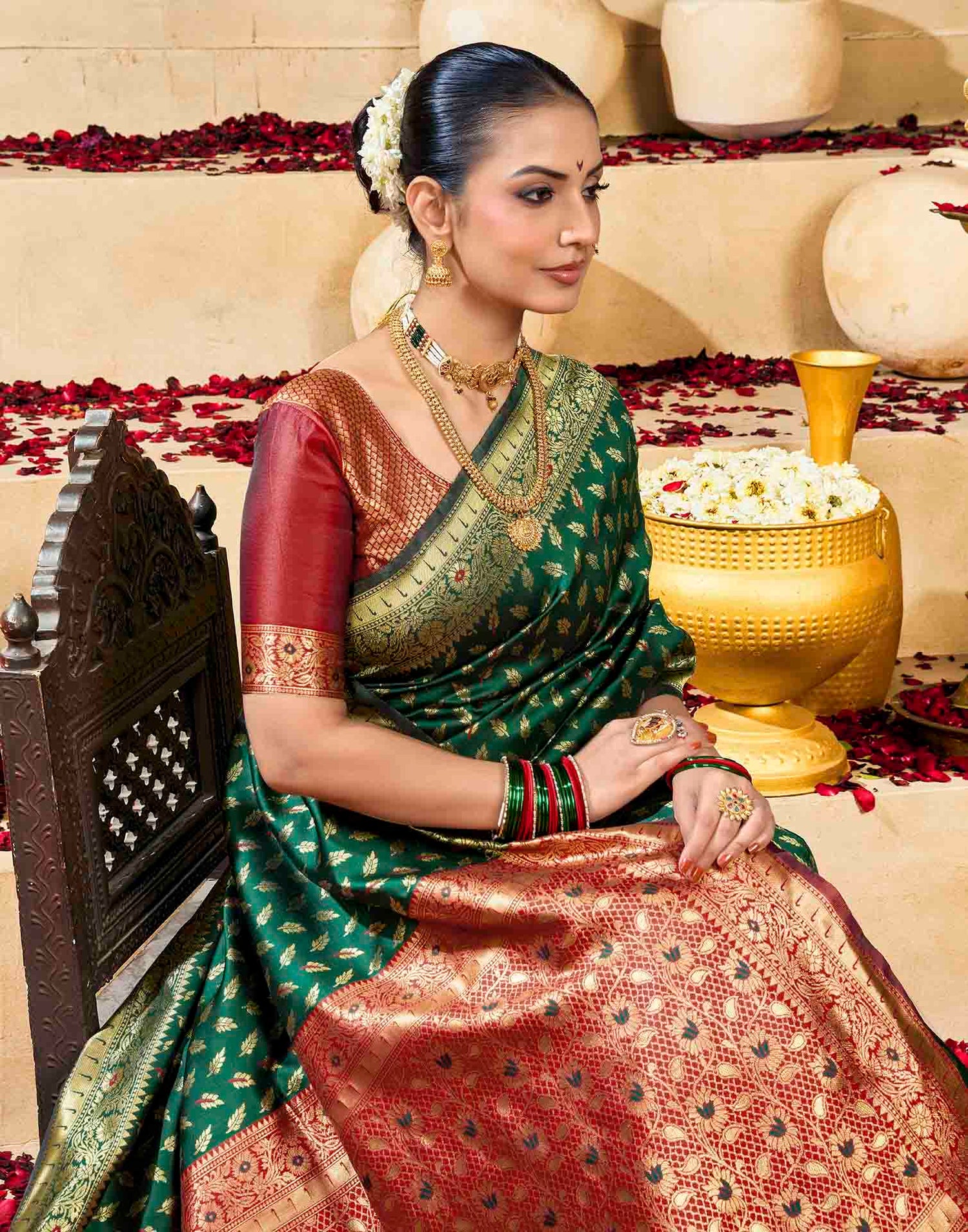 Green Silk Woven Banarasi Saree
