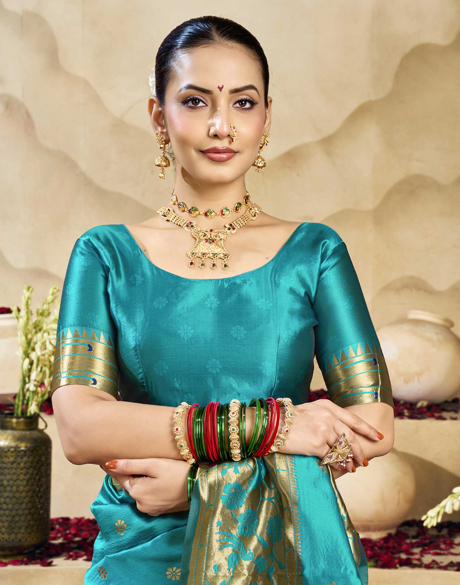 Sky Blue Silk Woven Paithani Saree