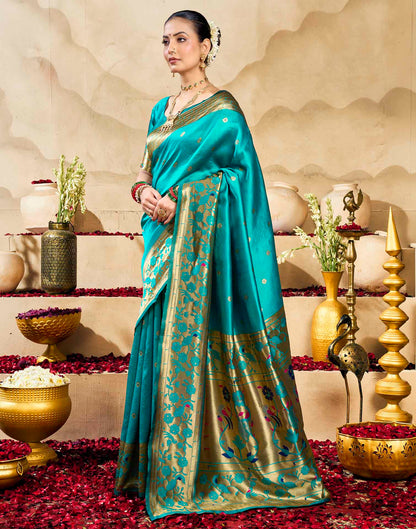 Sky Blue Silk Woven Paithani Saree