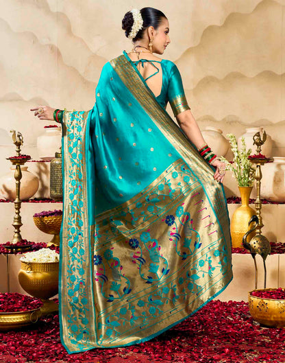Sky Blue Silk Woven Paithani Saree