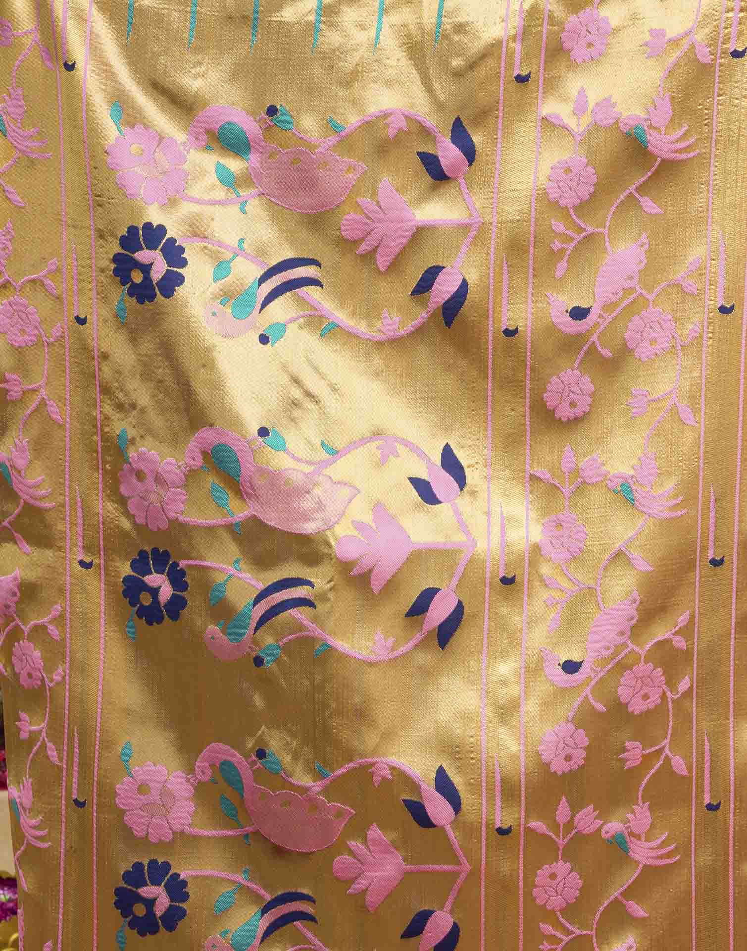 Baby Pink Silk Woven Paithani Saree