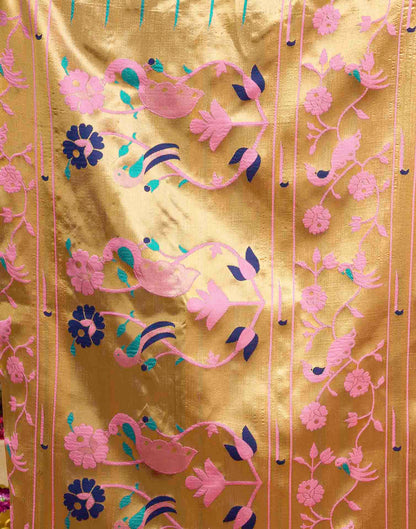 Baby Pink Silk Woven Paithani Saree