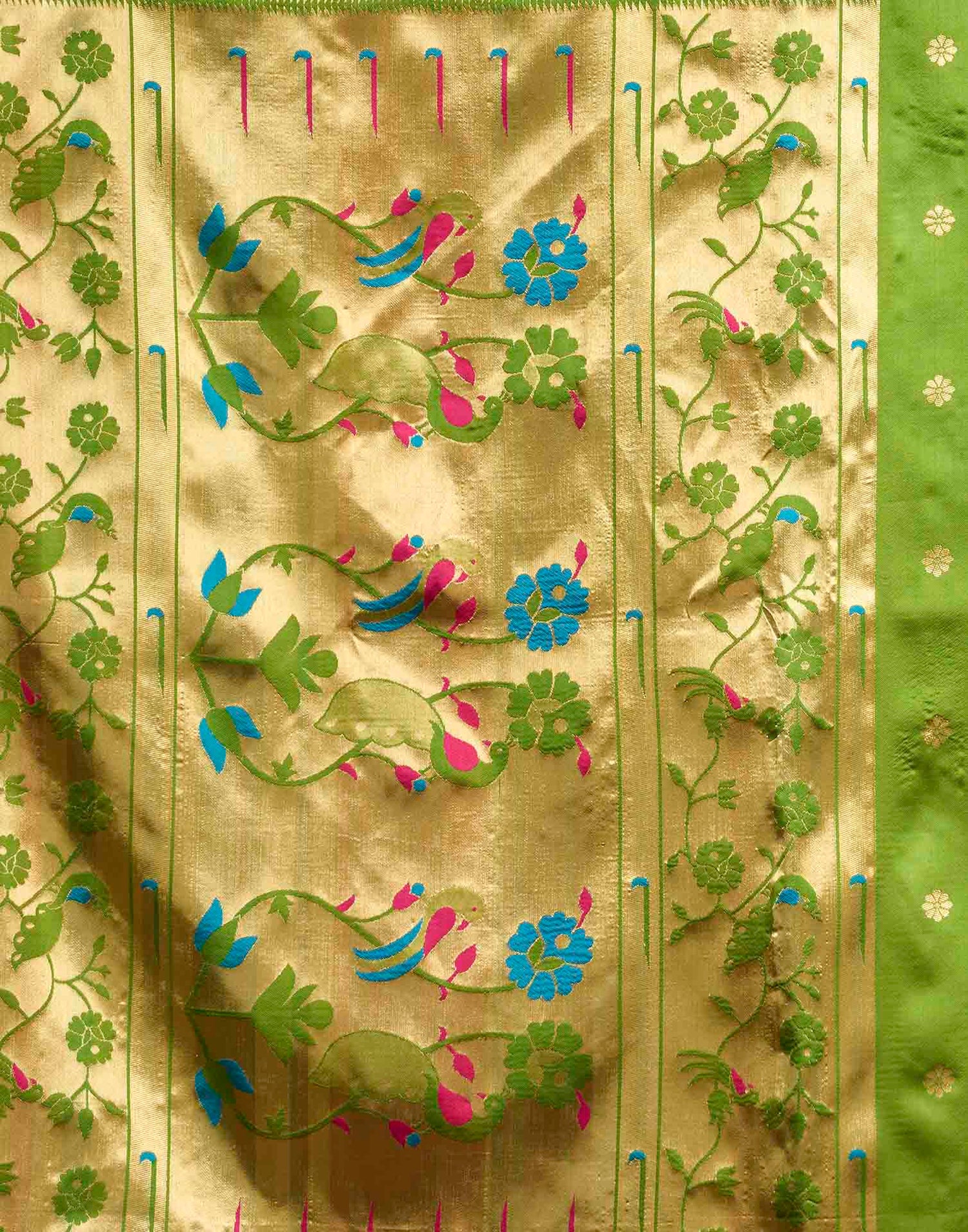 Parrot Green Silk Woven Paithani Saree