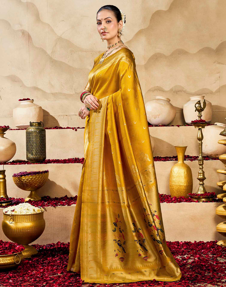 Yellow Silk Woven Paithani Saree