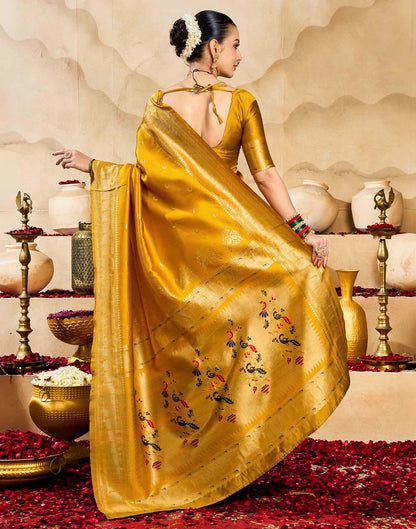 Yellow Silk Woven Paithani Saree