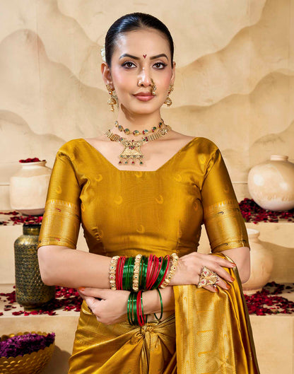Yellow Silk Woven Paithani Saree