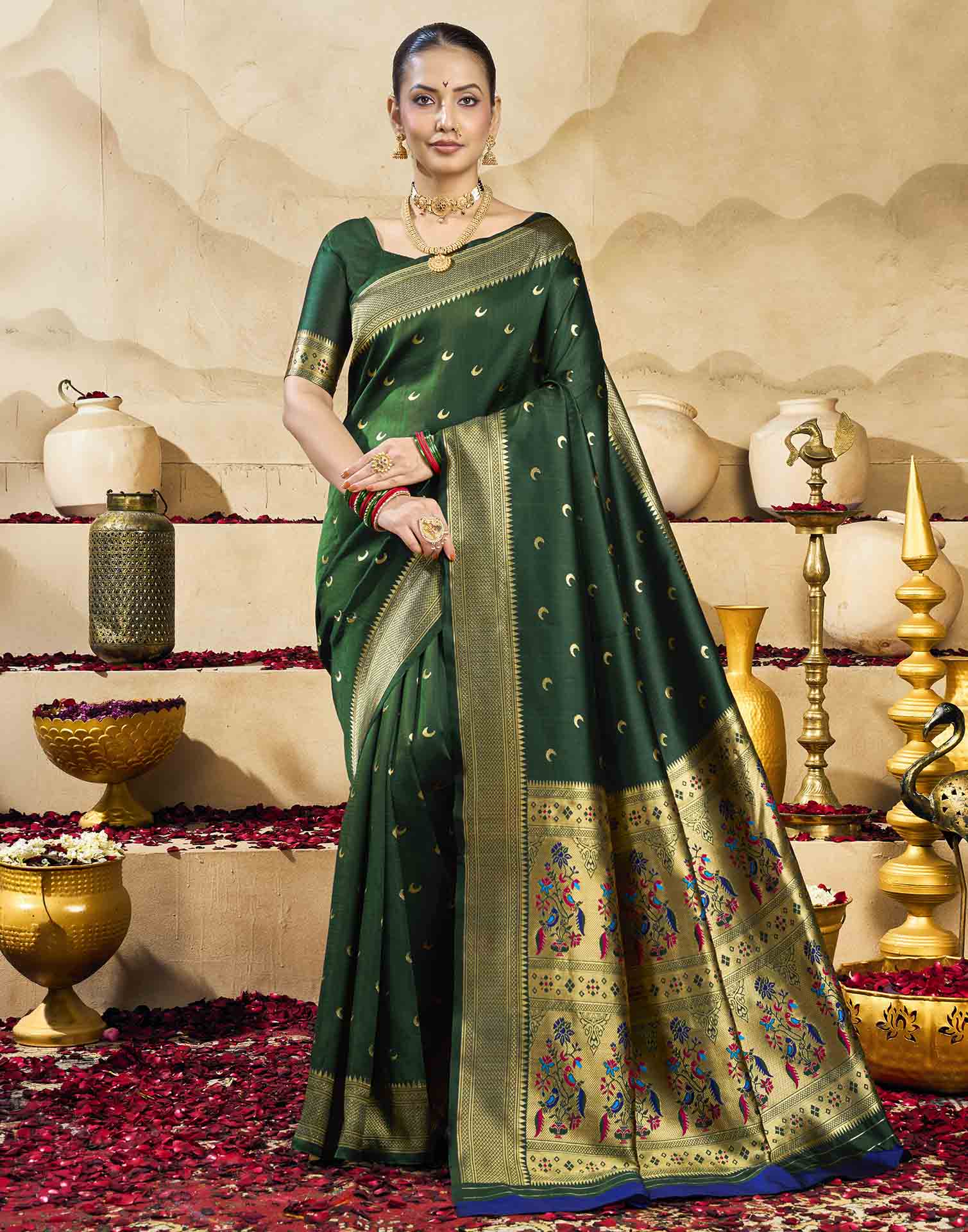 Green Silk Woven Paithani Saree