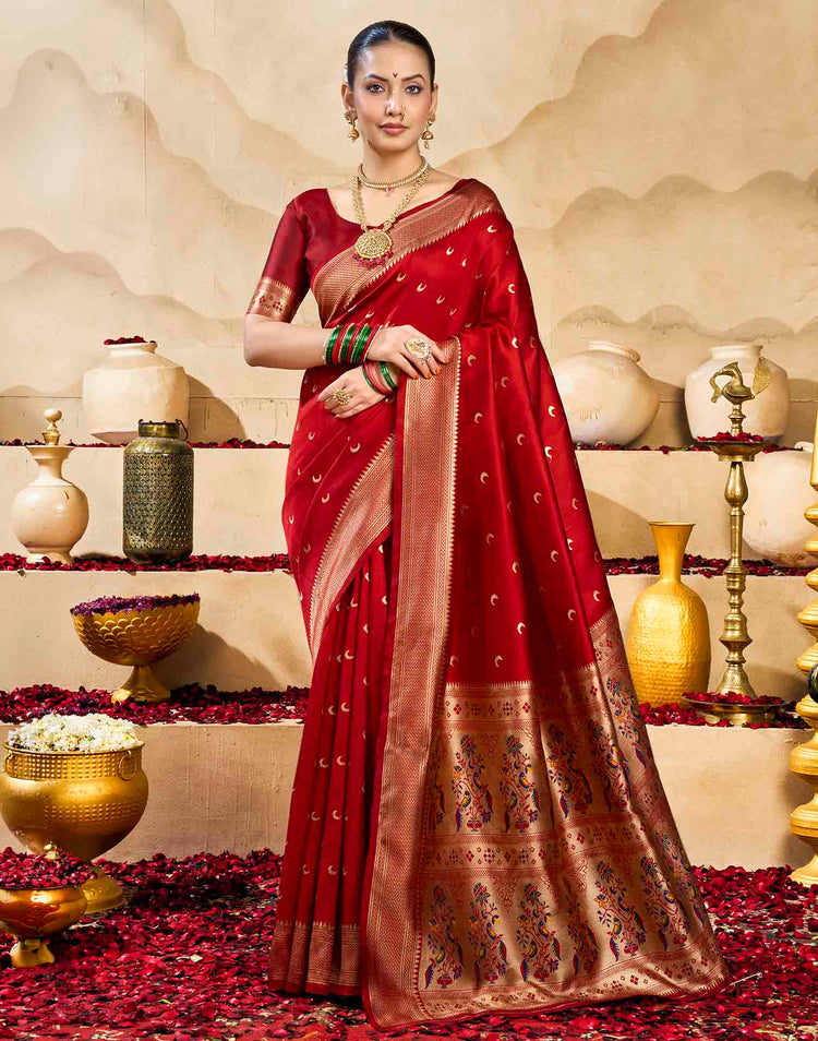 Red Silk Woven Paithani Saree