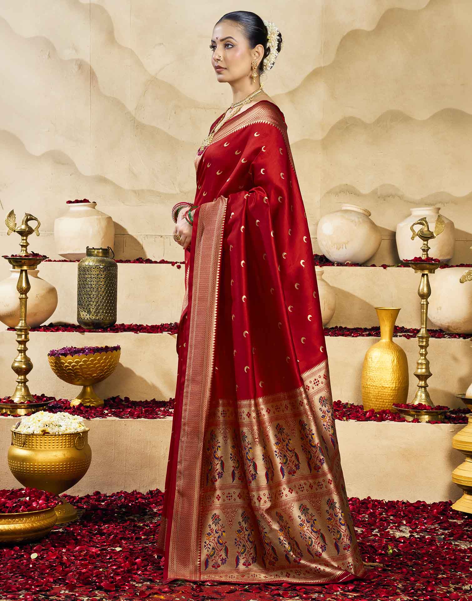 Red Silk Woven Paithani Saree