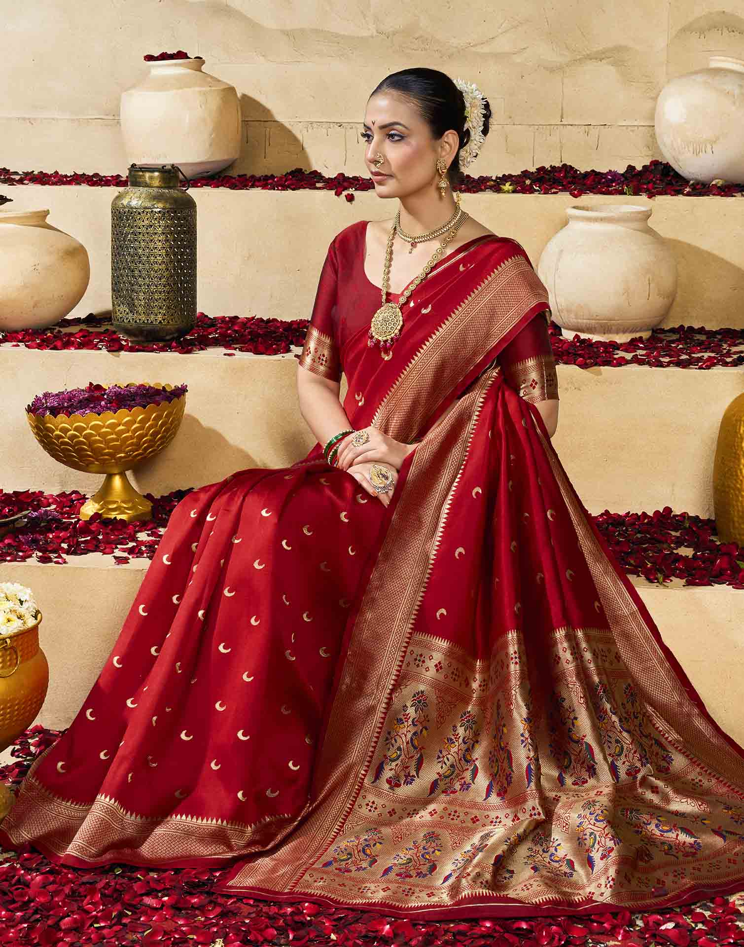 Red Silk Woven Paithani Saree