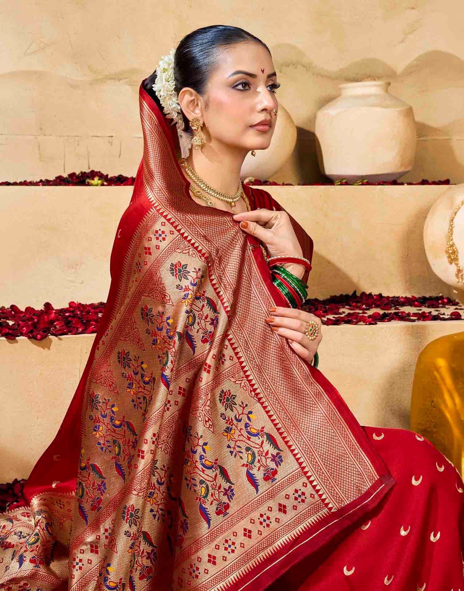 Red Silk Woven Paithani Saree