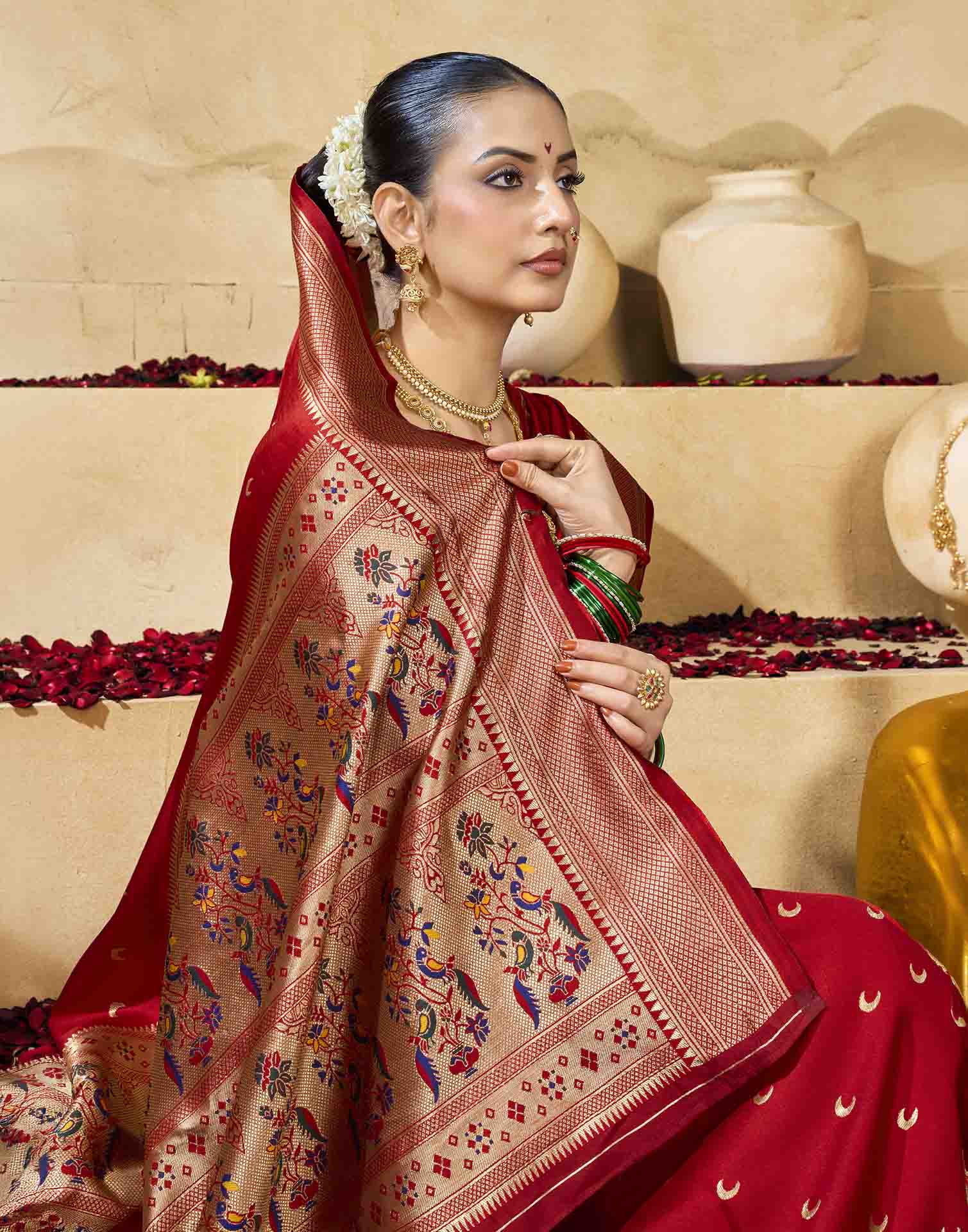 Red Silk Woven Paithani Saree