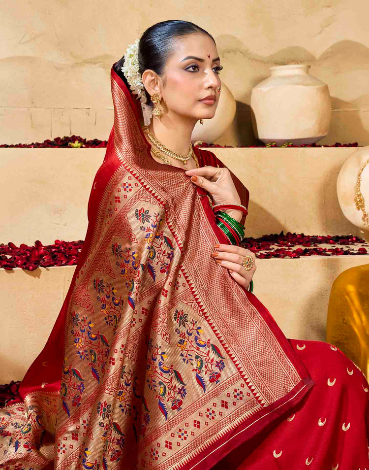 Red Silk Woven Paithani Saree