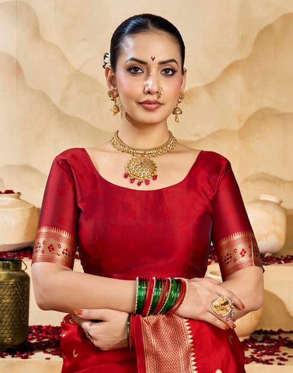 Red Silk Woven Paithani Saree