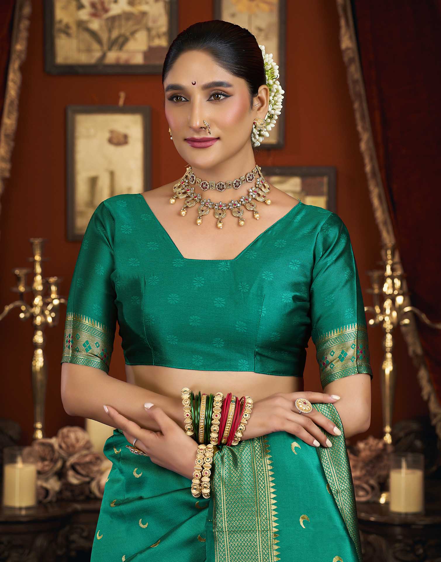 Turquoise Silk Woven Paithani Saree