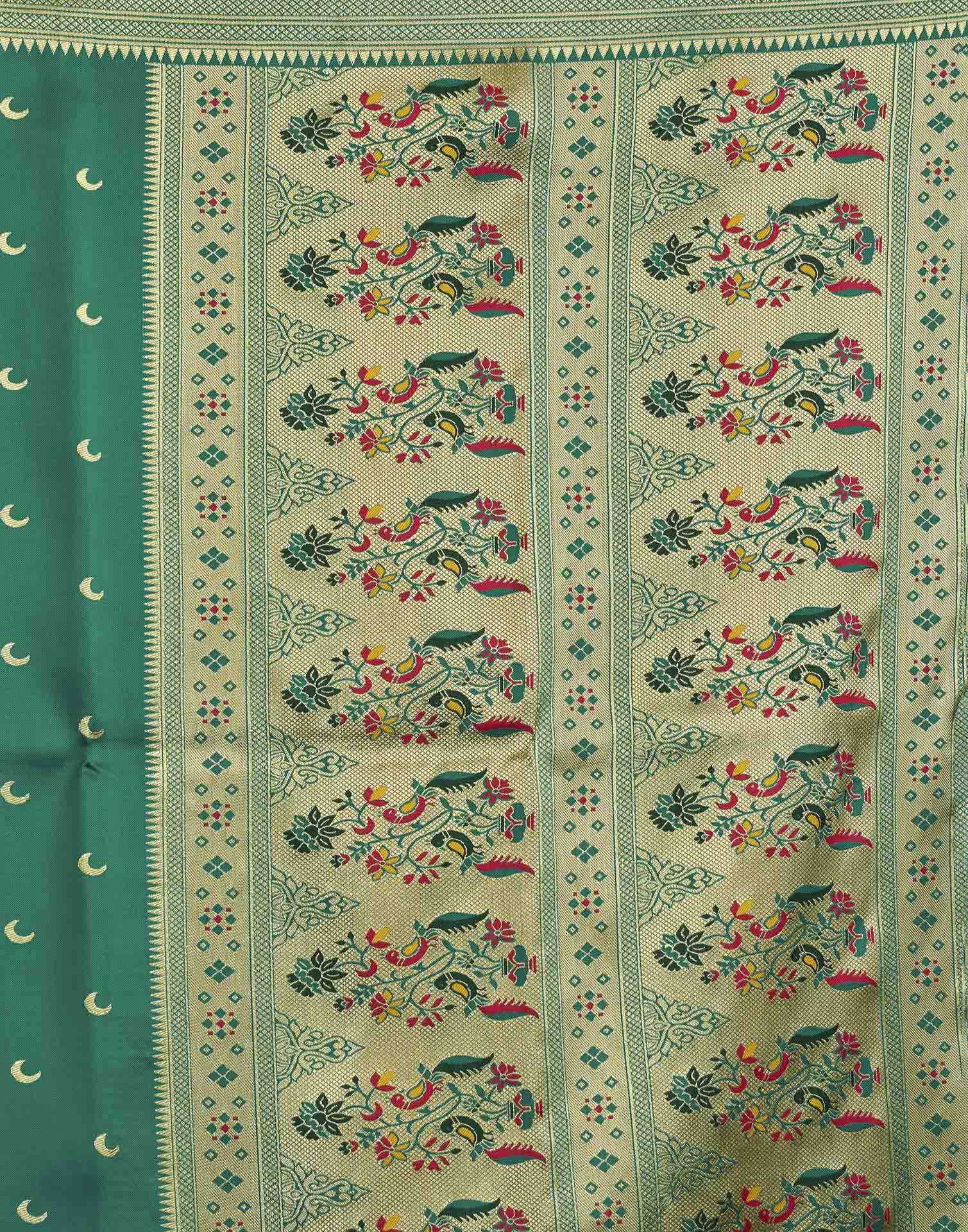 Turquoise Silk Woven Paithani Saree