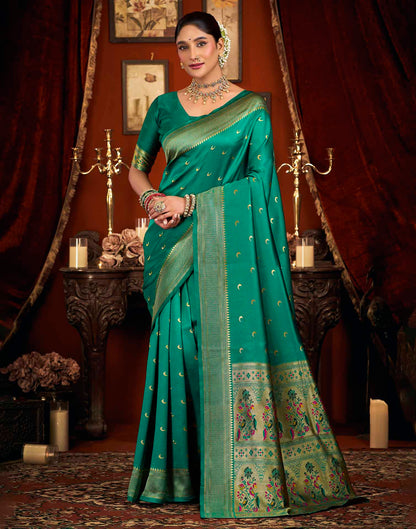 Turquoise Silk Woven Paithani Saree
