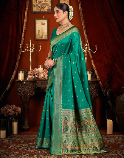 Turquoise Silk Woven Paithani Saree
