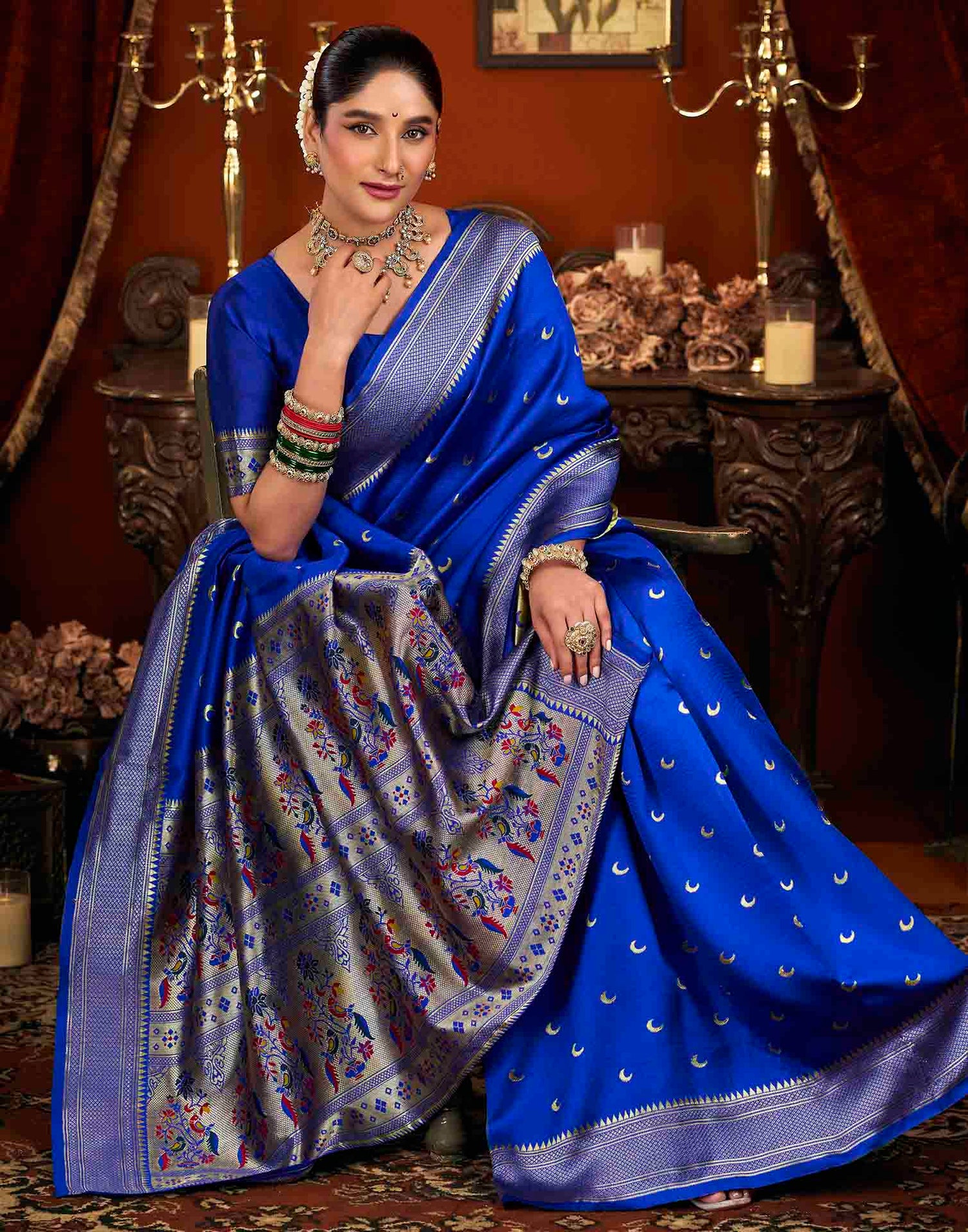 Blue Silk Woven Paithani Saree