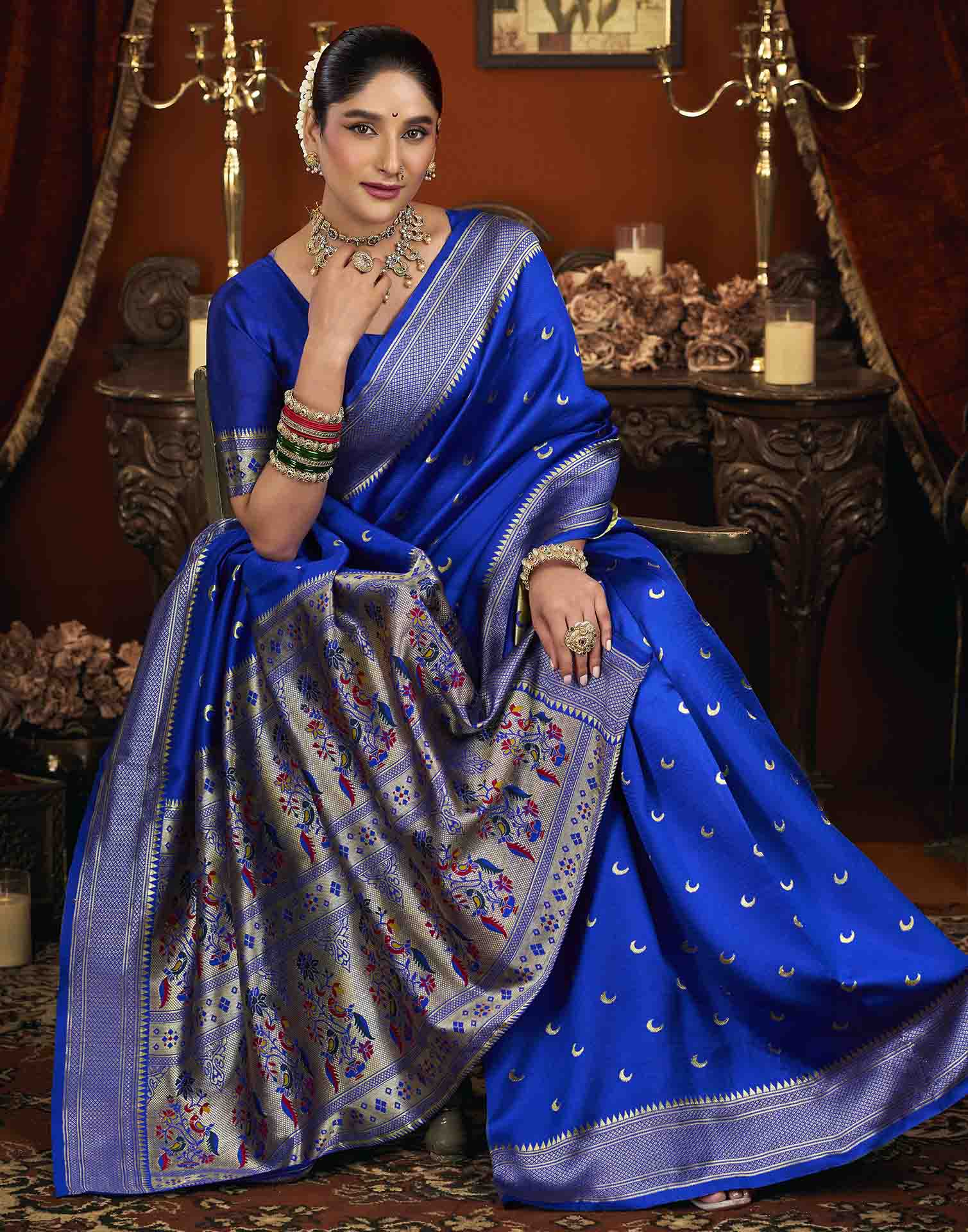 Blue Silk Woven Paithani Saree