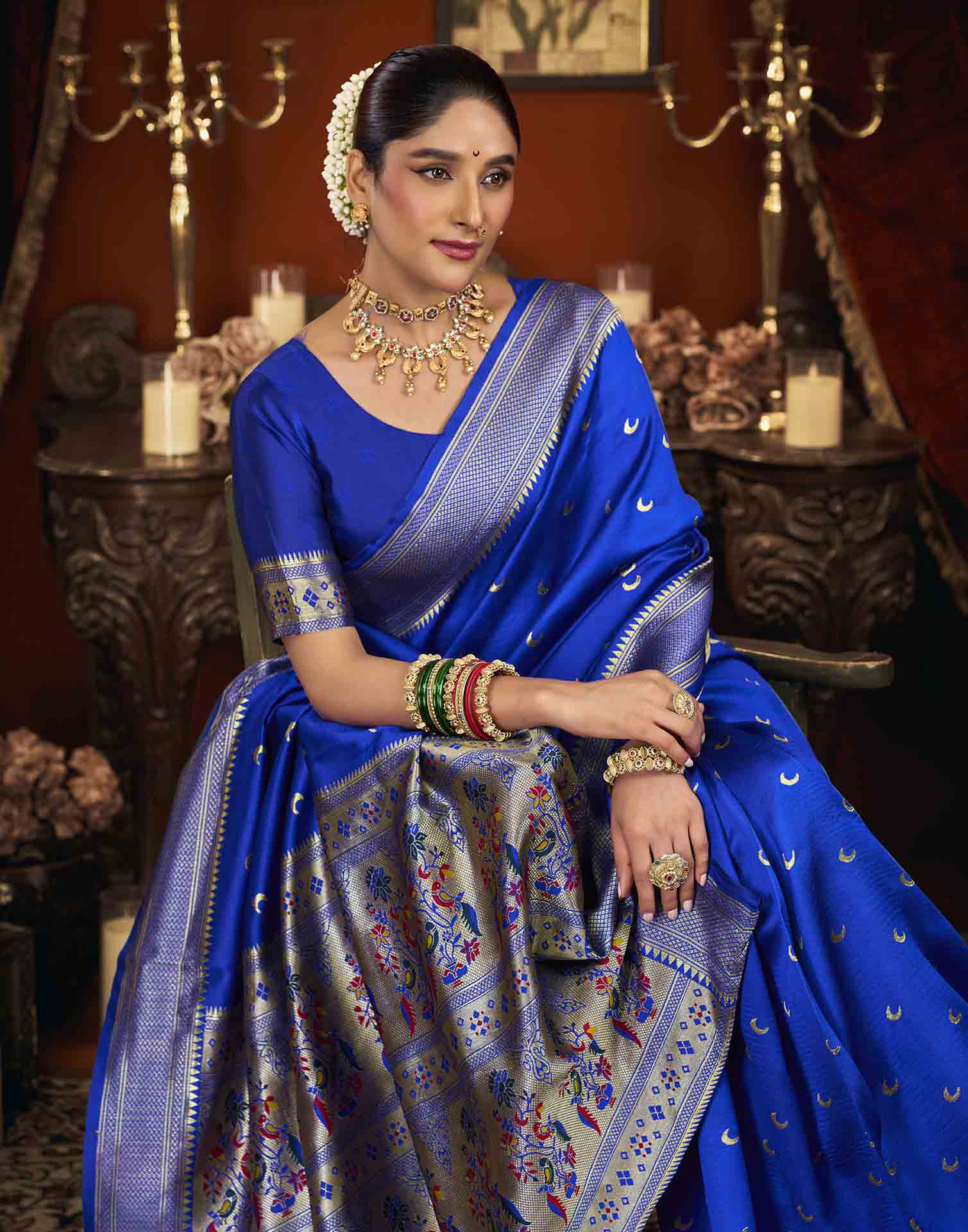 Blue Silk Woven Paithani Saree