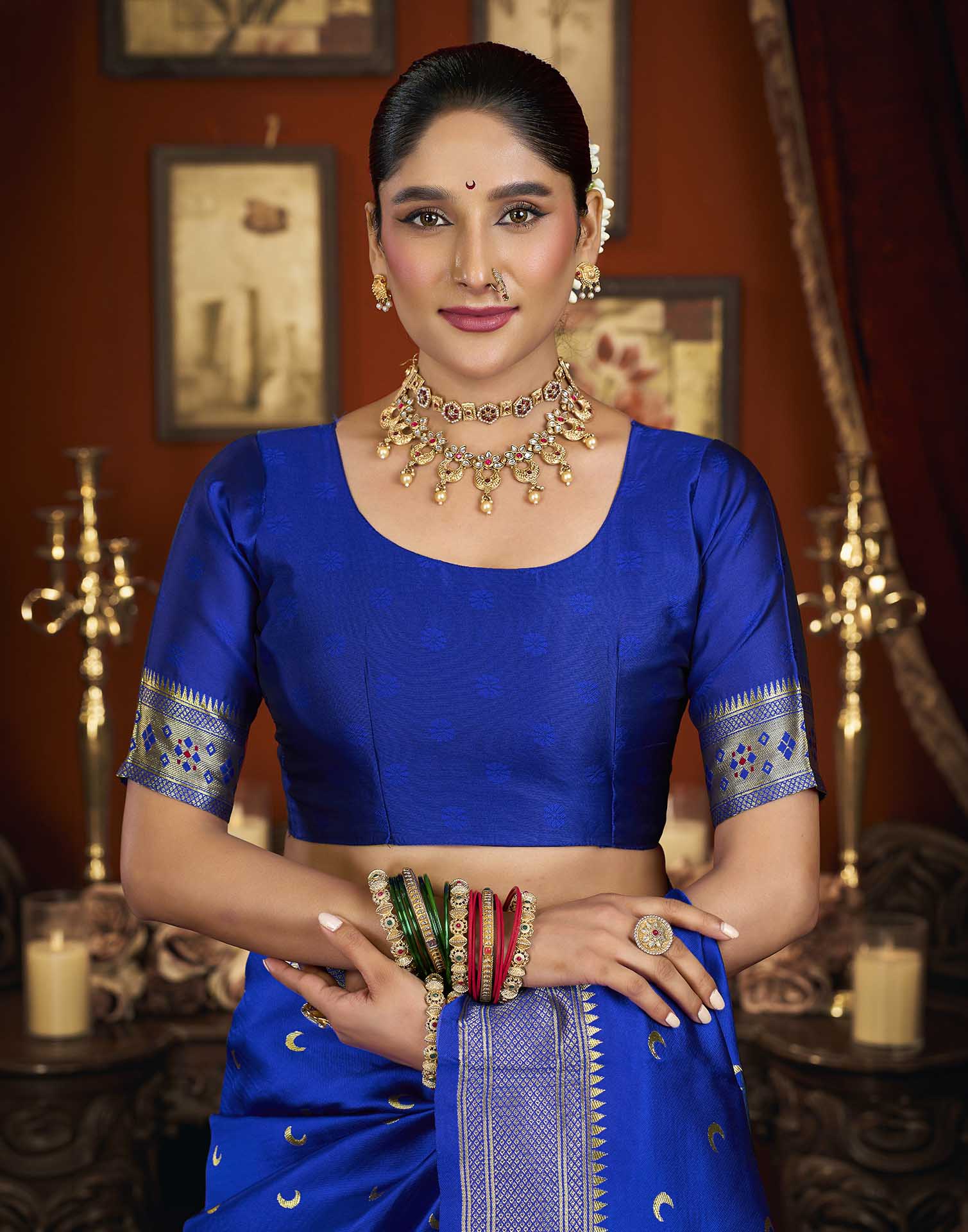 Blue Silk Woven Paithani Saree