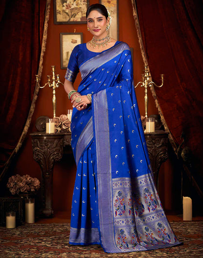 Blue Silk Woven Paithani Saree