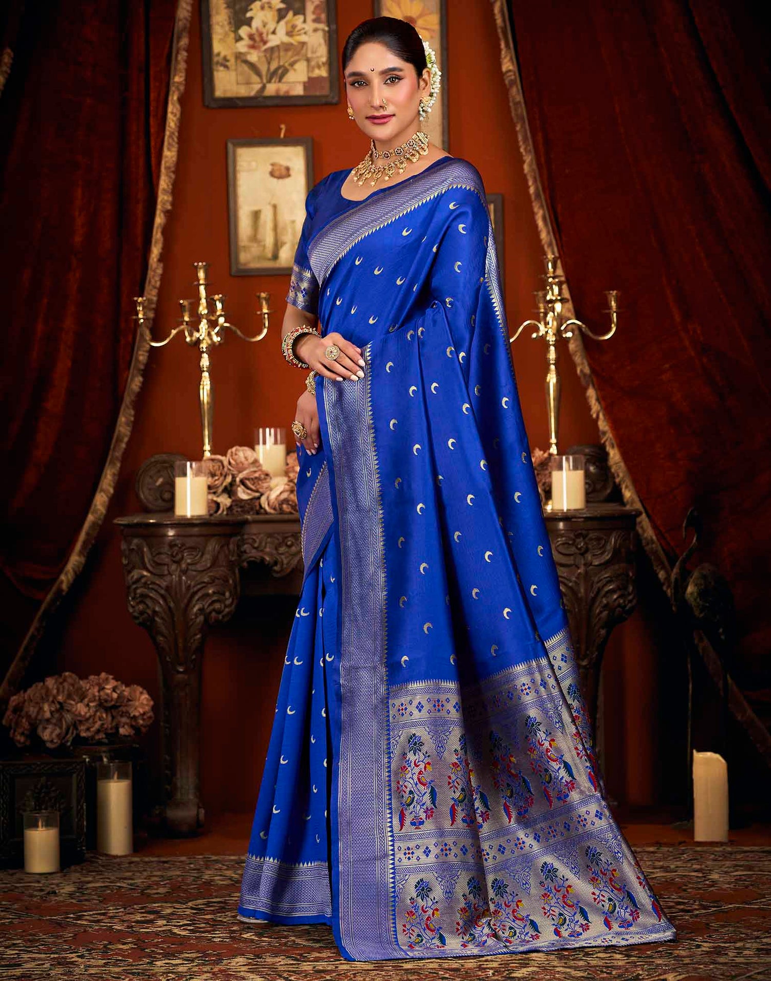 Blue Silk Woven Paithani Saree