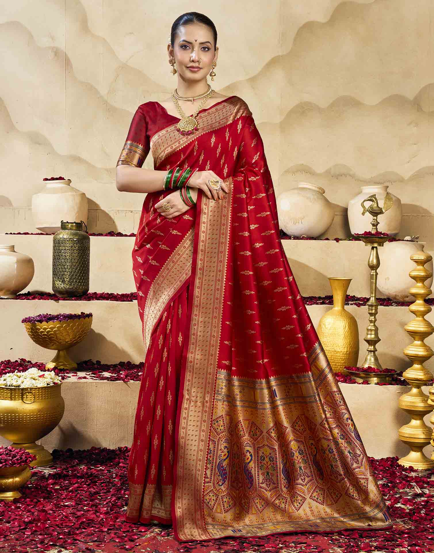 Red Silk Woven Paithani Saree