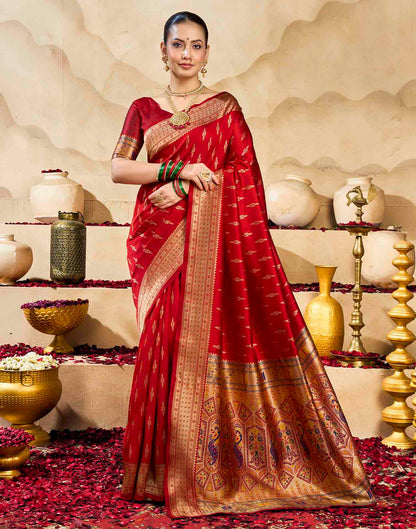 Red Silk Woven Paithani Saree