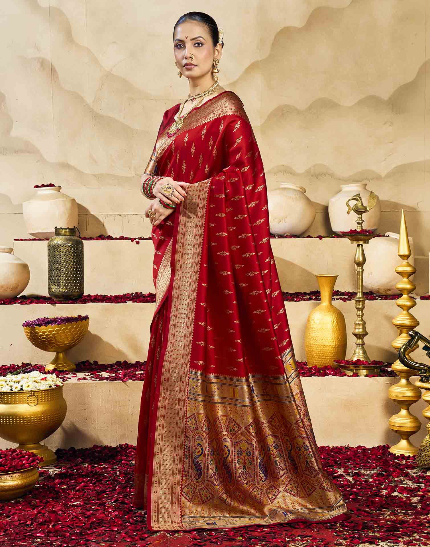 Red Silk Woven Paithani Saree