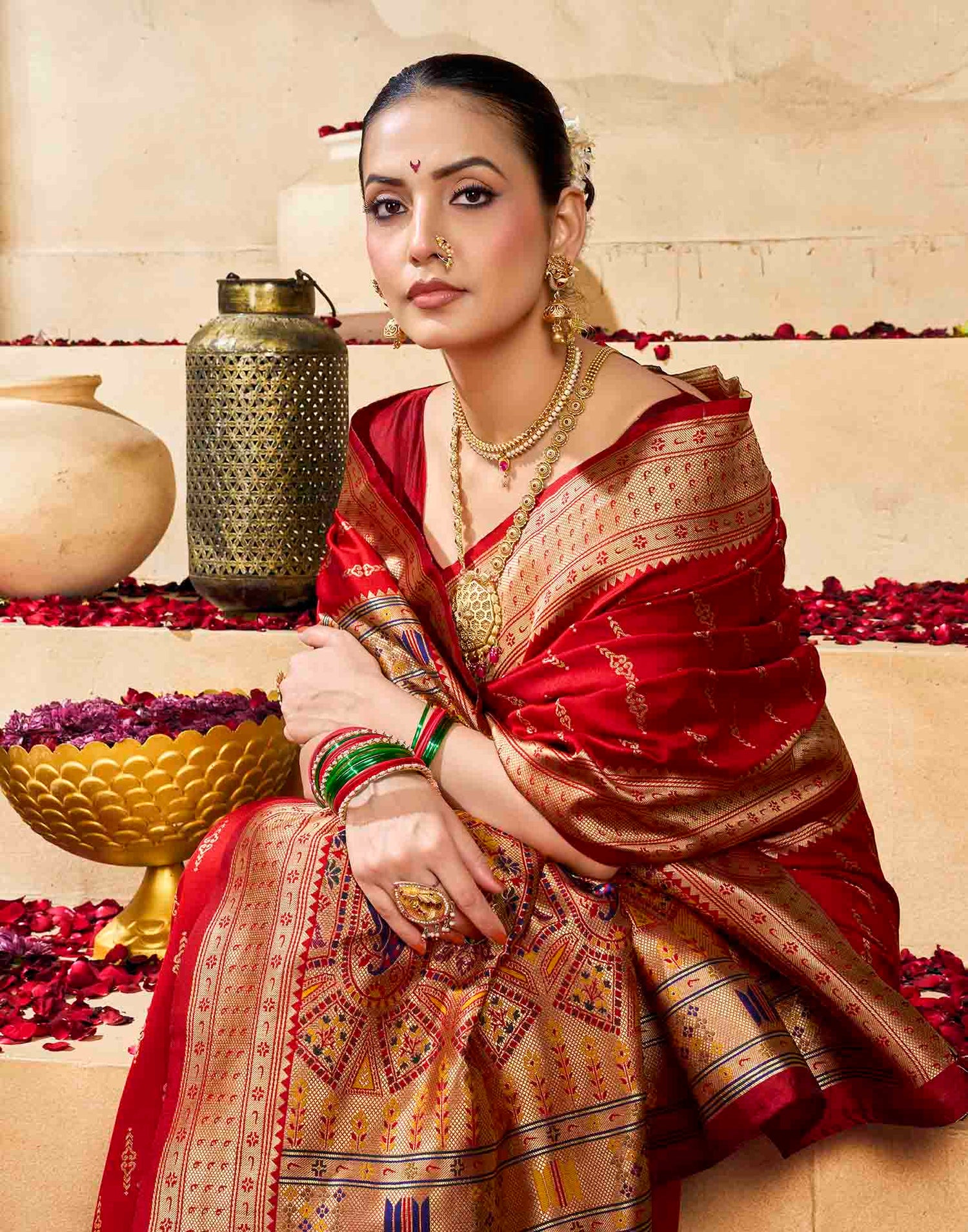 Red Silk Woven Paithani Saree