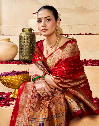 Red Silk Woven Paithani Saree
