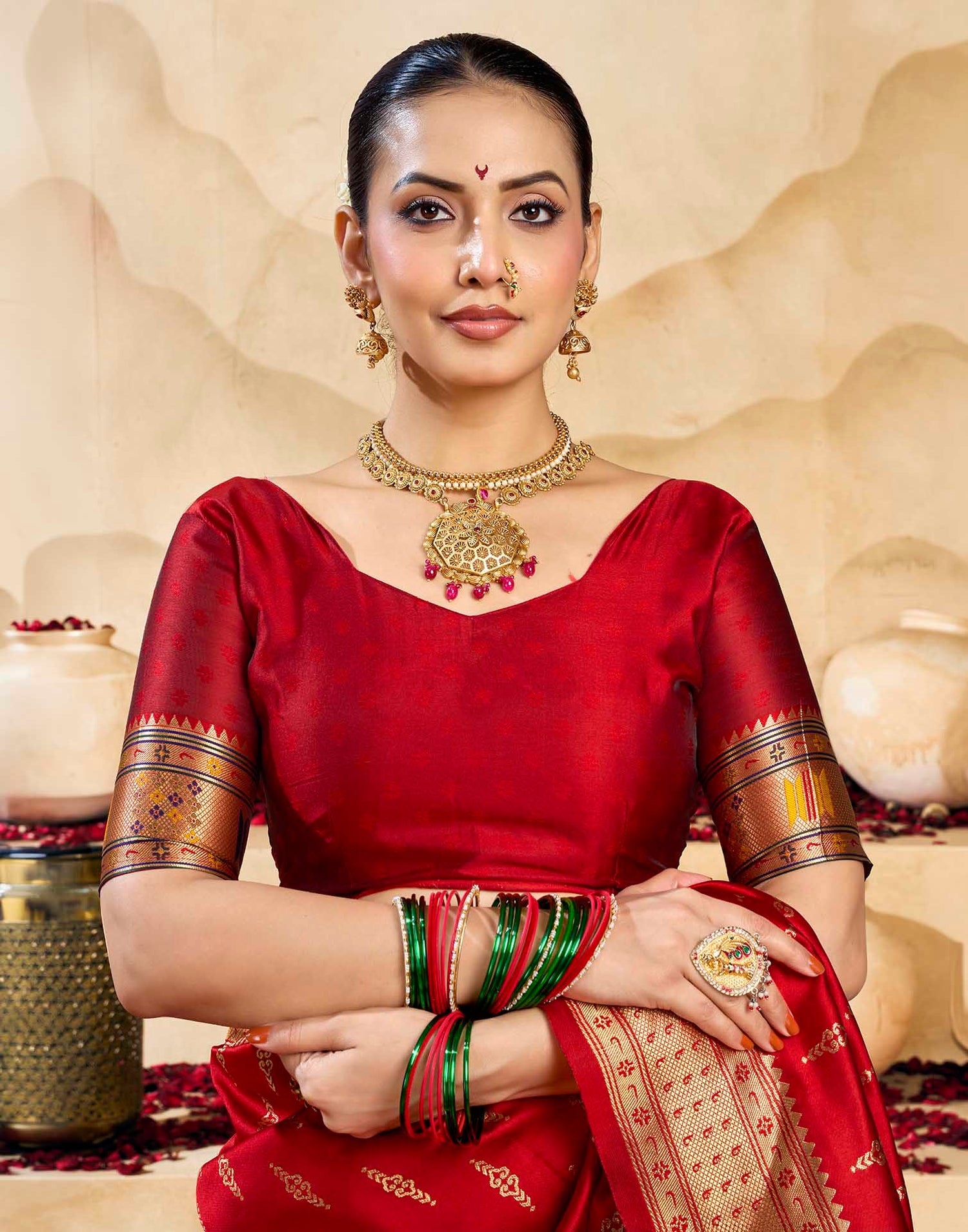 Red Silk Woven Paithani Saree