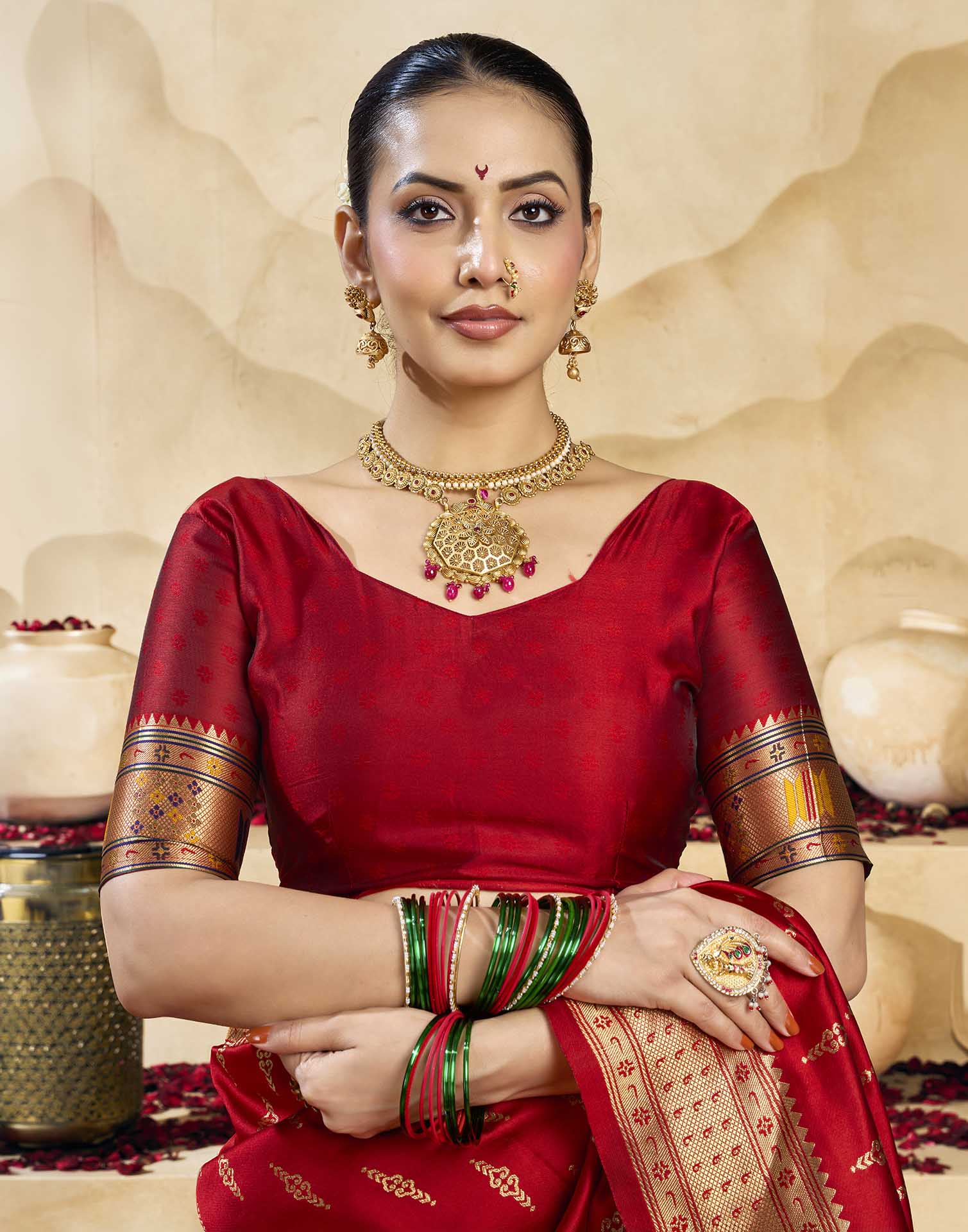 Red Silk Woven Paithani Saree