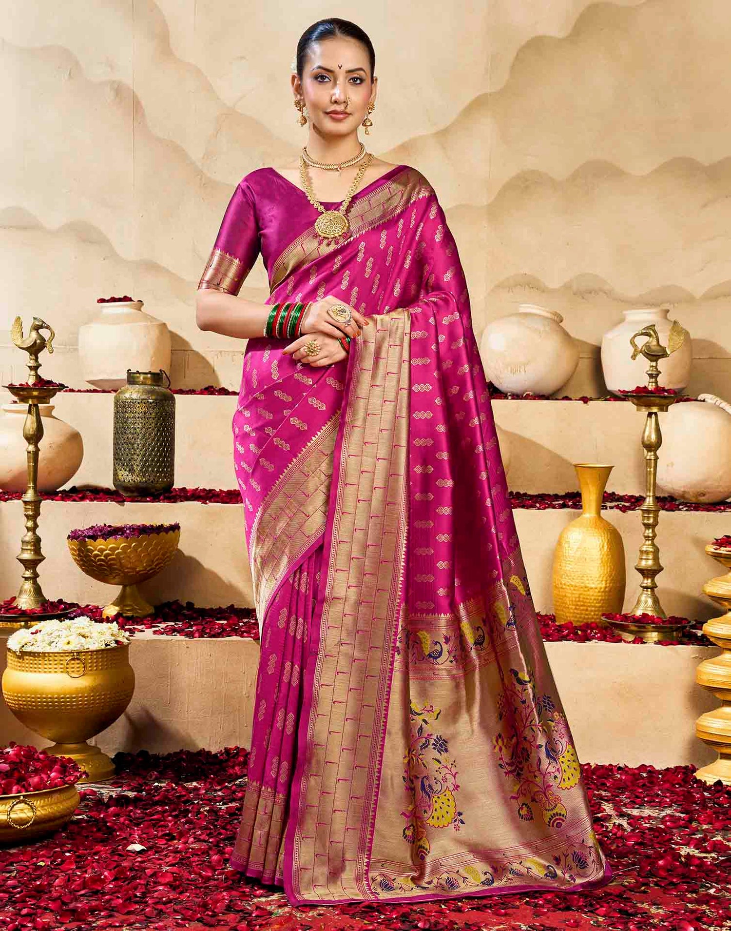 Pink Silk Woven Paithani Saree