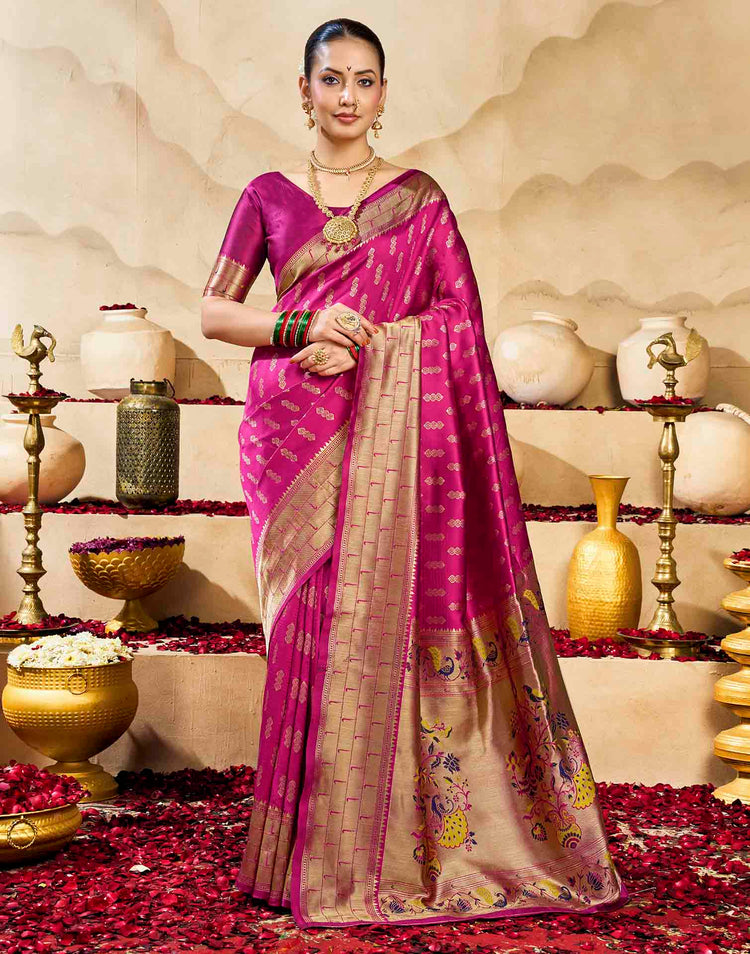 Pink Silk Woven Paithani Saree