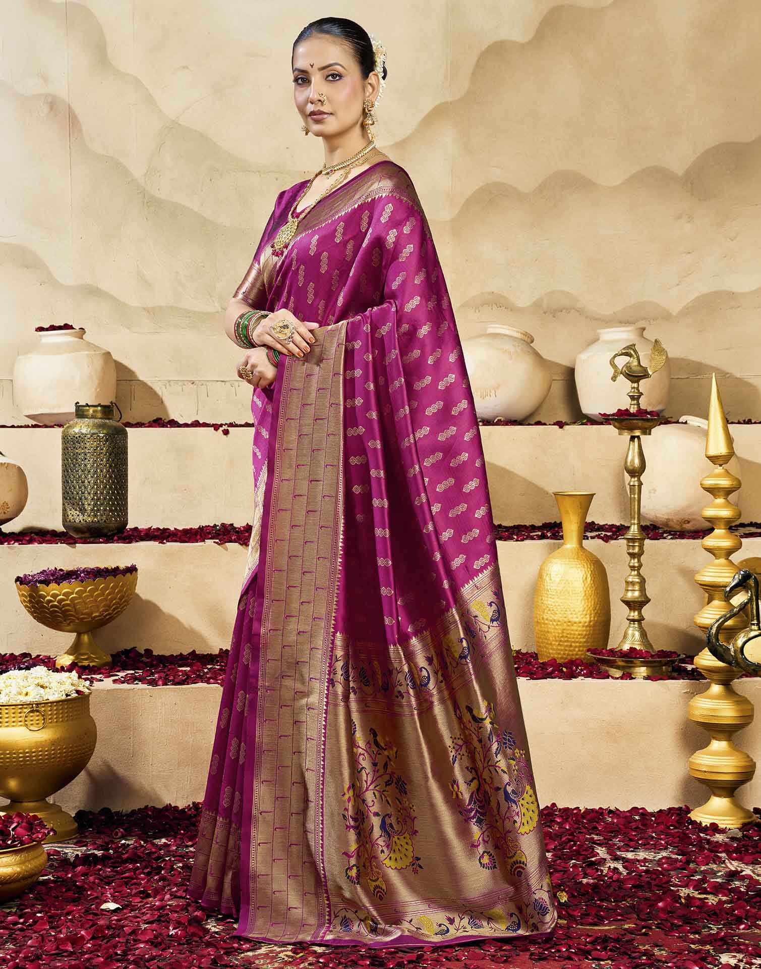 Pink Silk Woven Paithani Saree