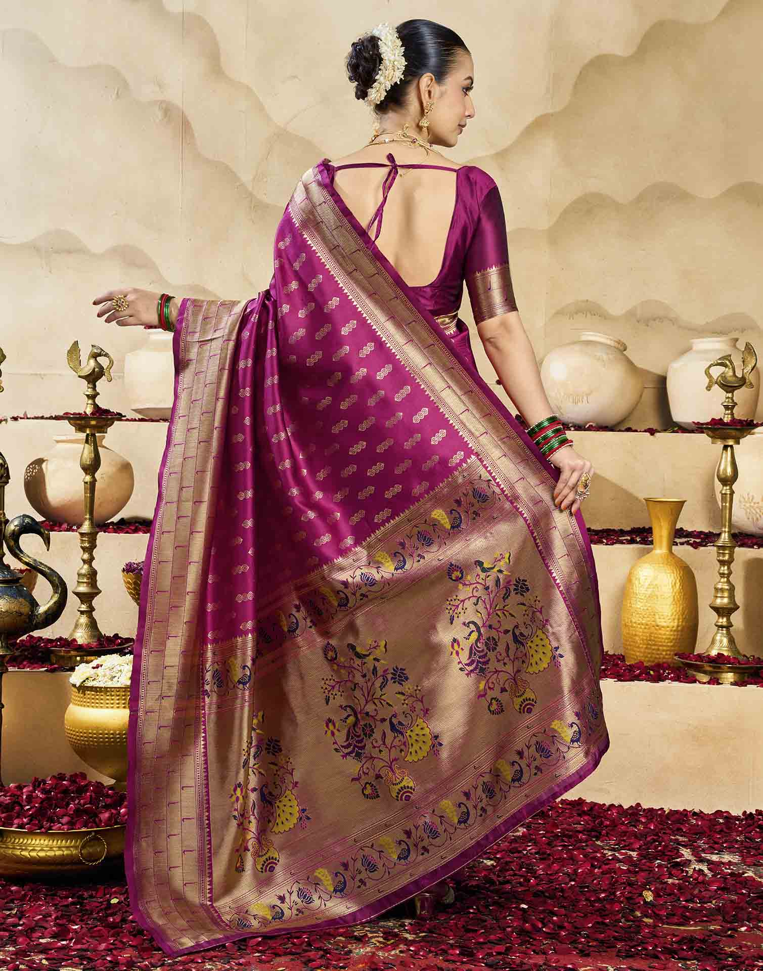 Pink Silk Woven Paithani Saree