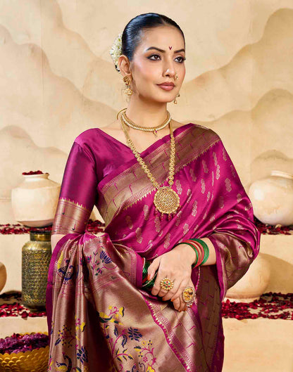 Pink Silk Woven Paithani Saree