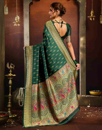 Dark Green Silk Woven Paithani Saree