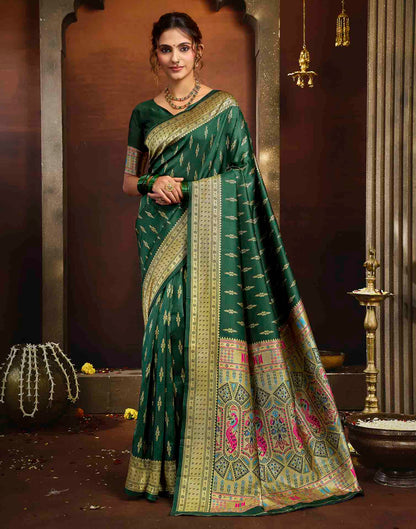 Dark Green Silk Woven Paithani Saree