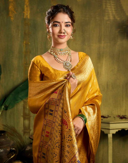 Turmeric Yellow Silk Woven Paithani Saree