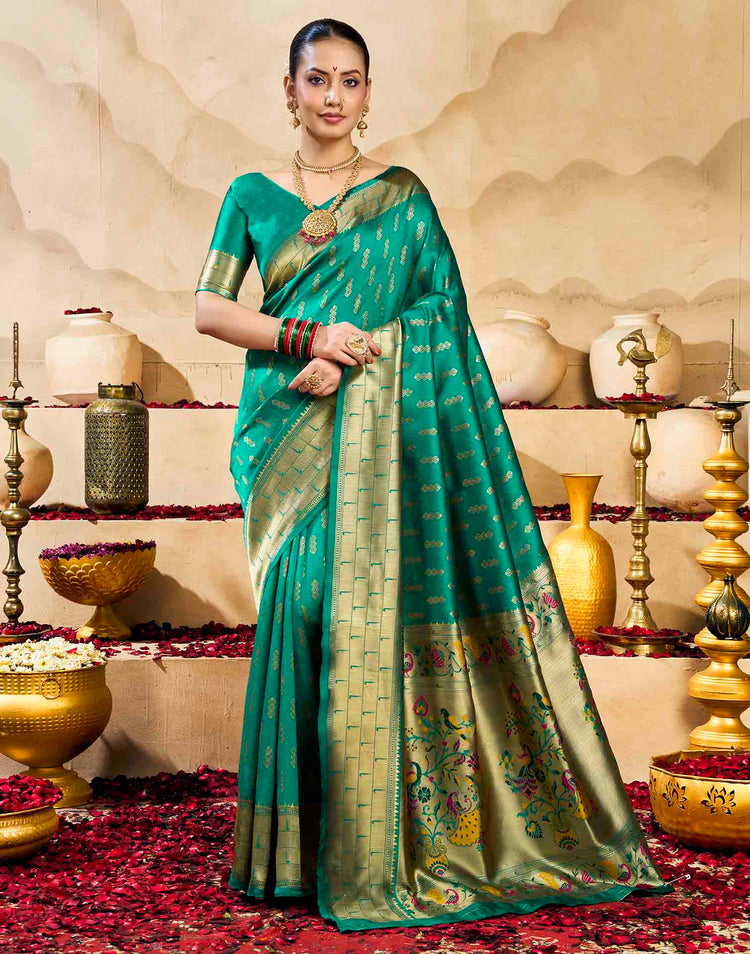 Turqouise Silk Woven Paithani Saree